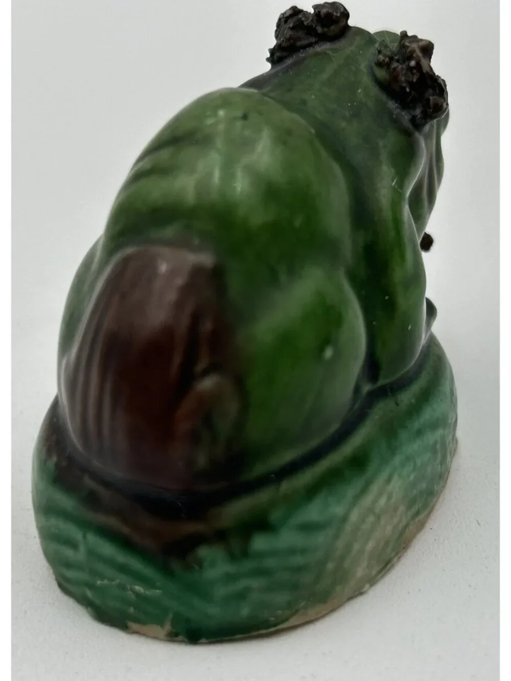 Antique Chinese Foo Dog Famille Verte Dog Miniature Figurine Hand Carved Stone